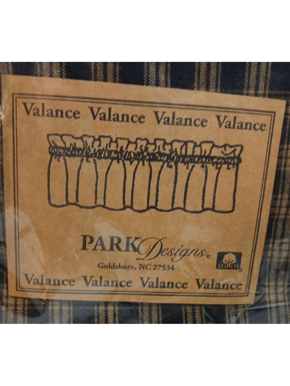 72" x 14"  Black Checkered Valance Curtain - Made by Park Design - Set of 2